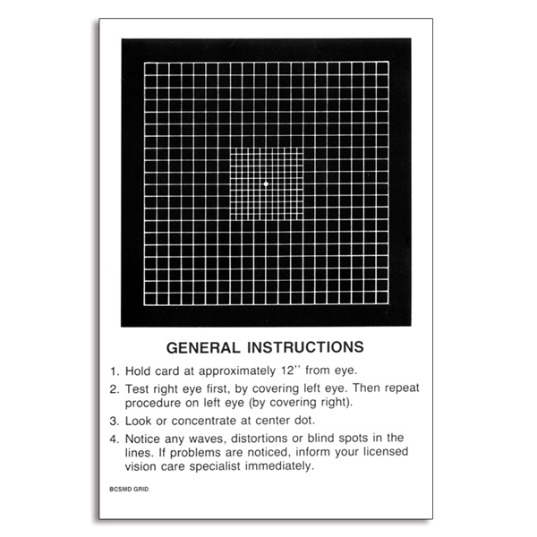 Amsler Grid Chart With Instruction