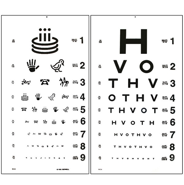 3 Meter (10ft) HOTV Translucent Eye Chart